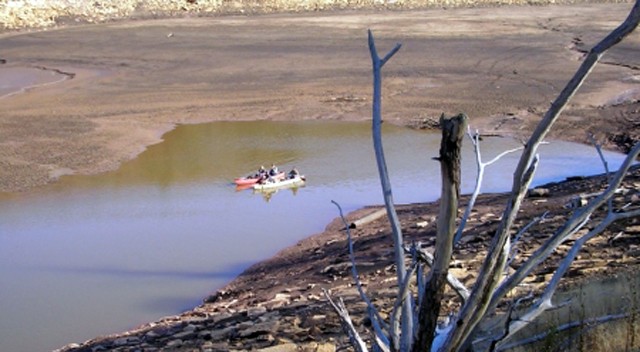 SONAR survey prior to complete lake recession.