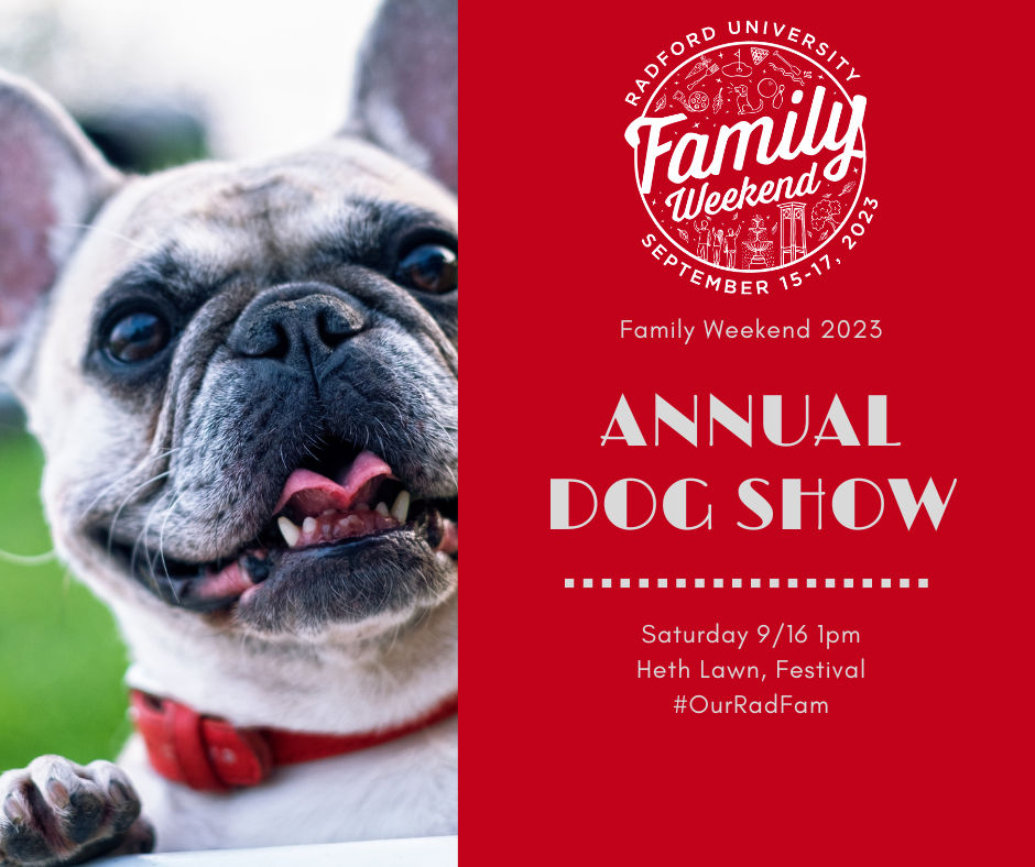 Family Weekend 2023: Annual Dog Show on Heth Lawn. Saturday, Sept. 16 at 1 p.m.