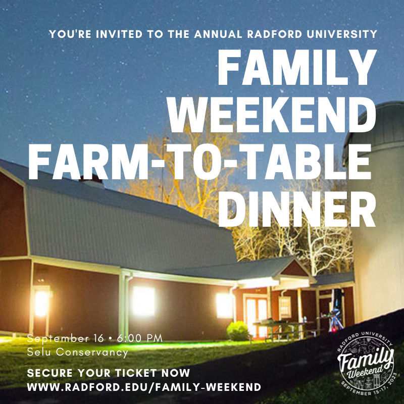 Family Weekend 2023: Farm-to-Table Dinner at Selu Conservancy. Saturday, Sept. 16 at 6 p.m. 