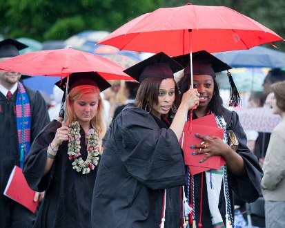 Students under umbrella