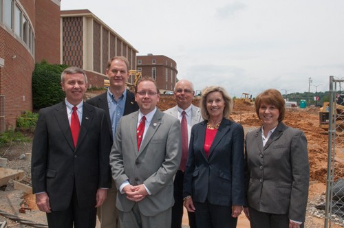Delegate Yost and President Kyle at the construction site for the new Center for the Sciences.