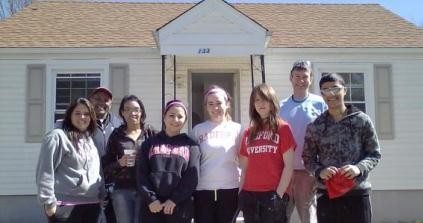 RU students volunteer at a Habitat for Humanity project in Roanoke.