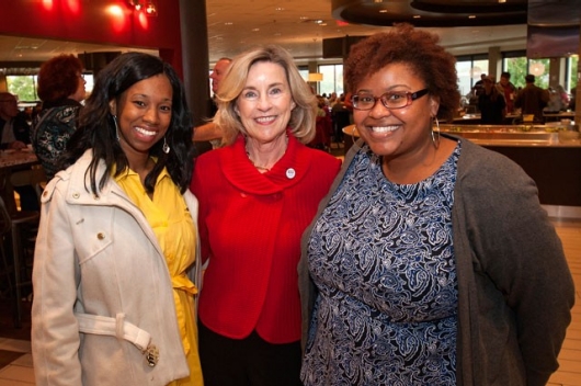 Jacqueline Smith (right), President Penelope Kyle (middle) and Terri Johnson at brunch at Dalton dinning hall during family weekend on October 12, 2014