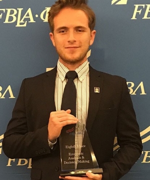 Radford University economics major Michael Harris placed in the top 10 among competitors at a Phi Beta Lambda National Leadership Conference competition held June 23-27 in Anaheim, California.