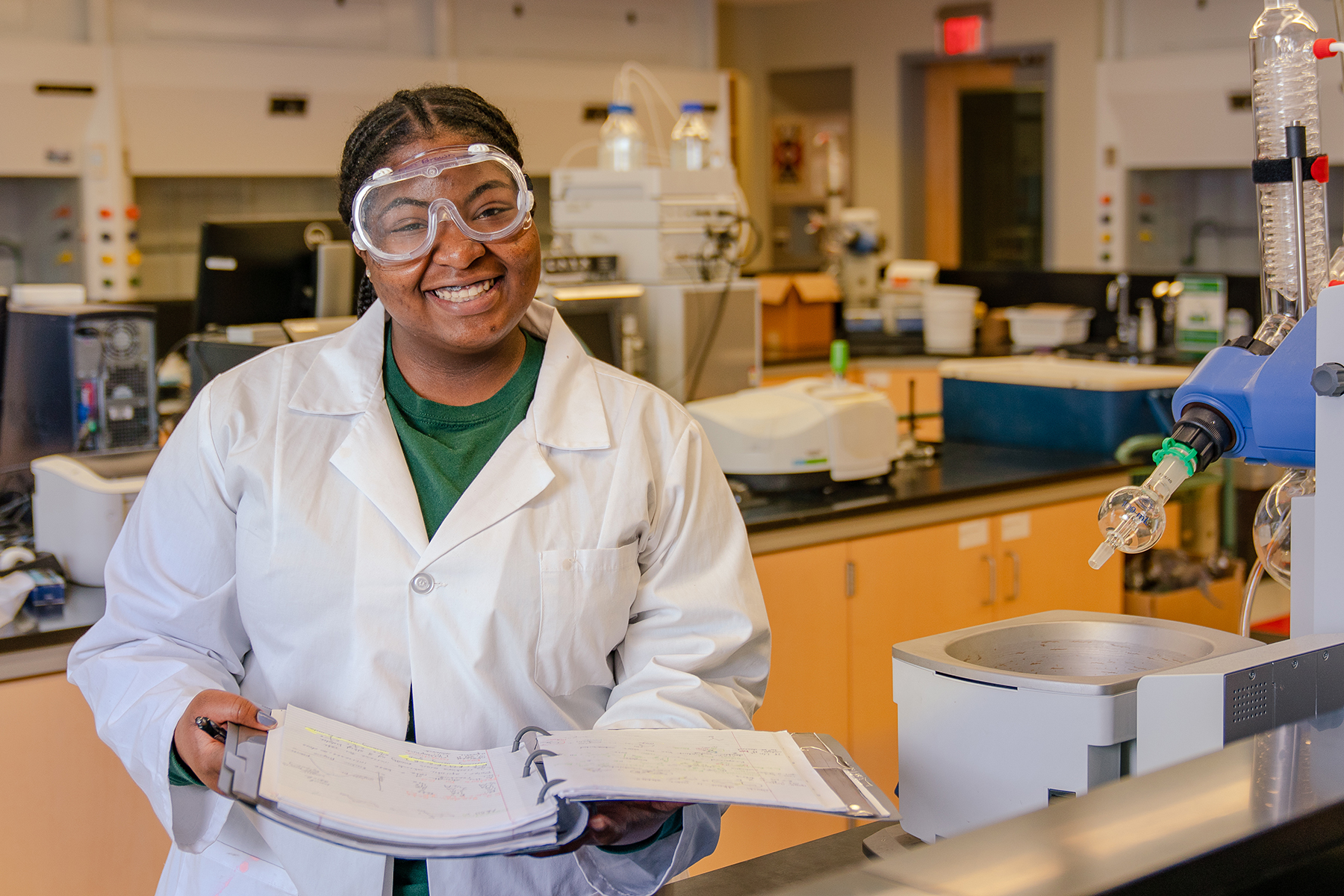 student in a lab