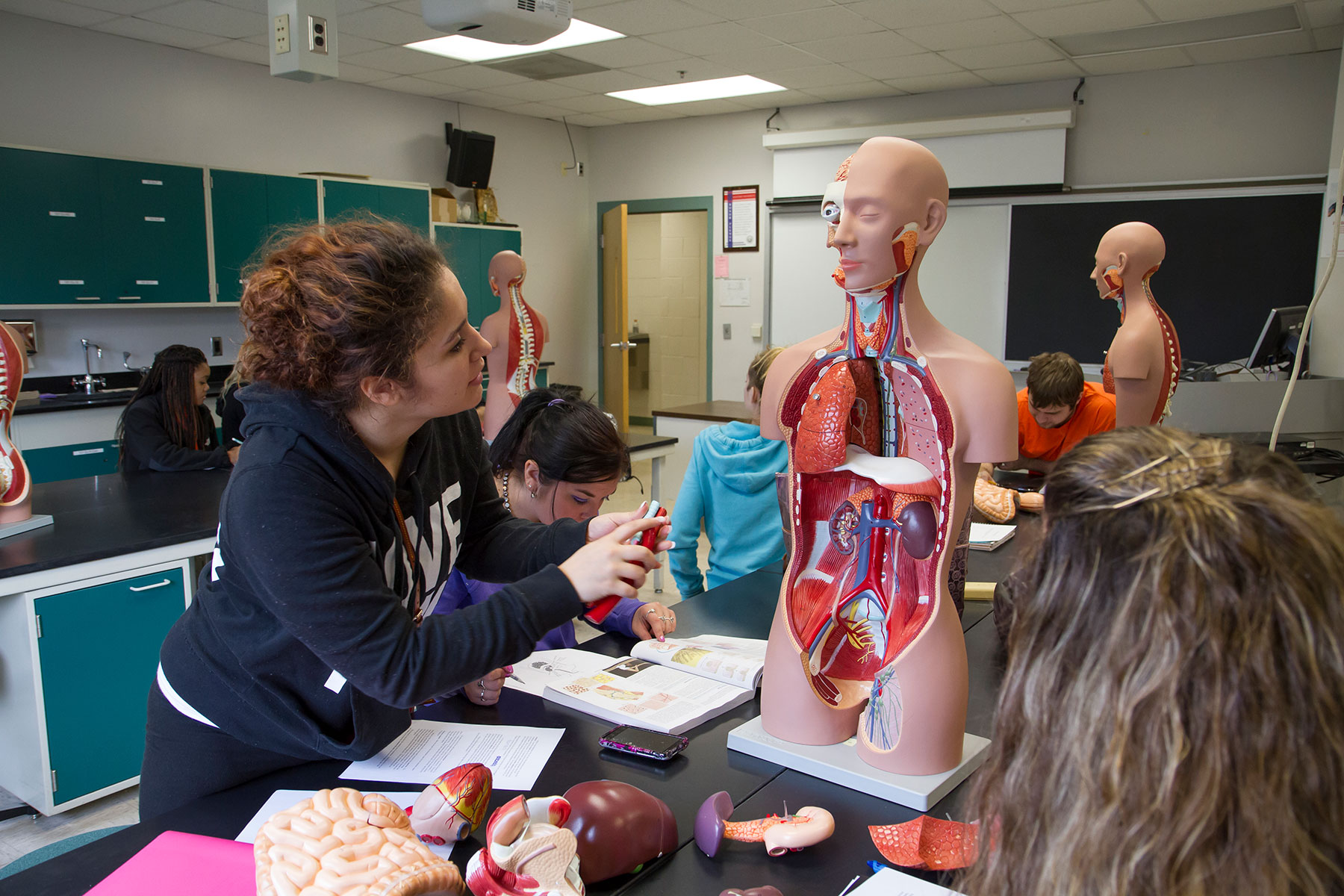 students in bio lab classroom