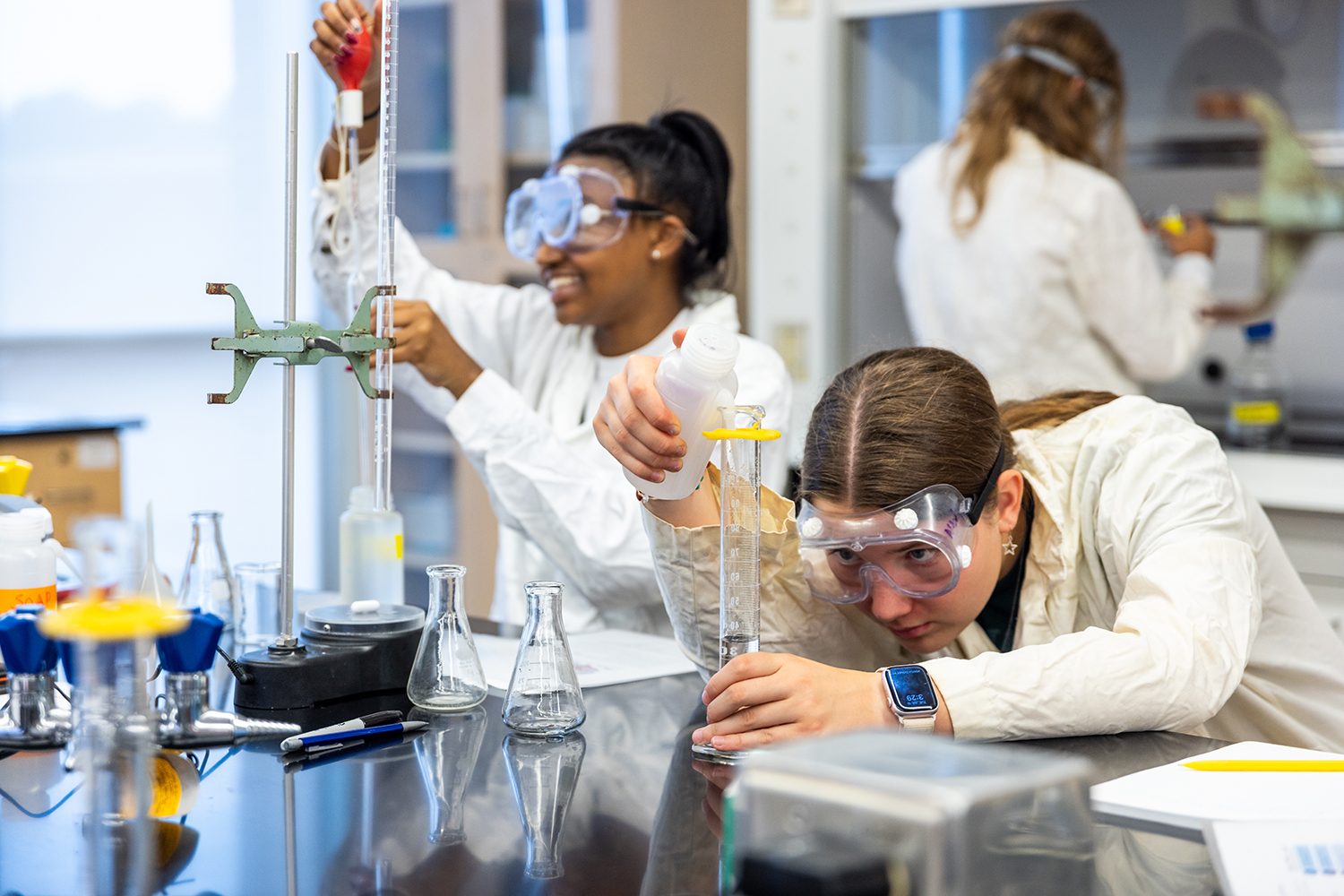 Students in lab during Women in STEM