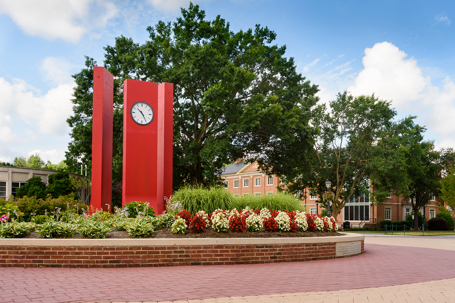 view of the Heth clocks from campus