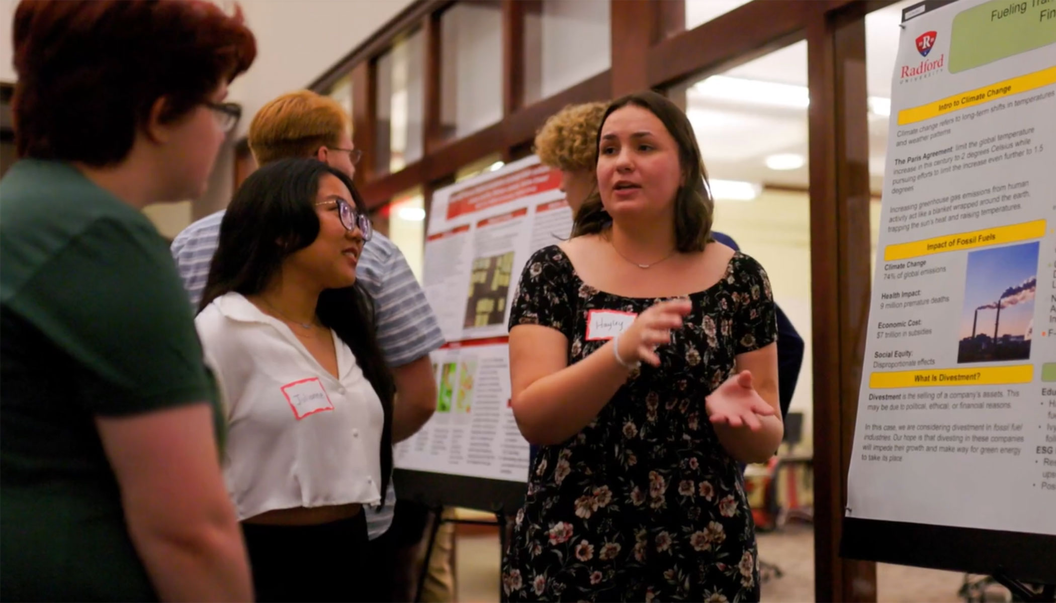student presenting research during Wicked Festival