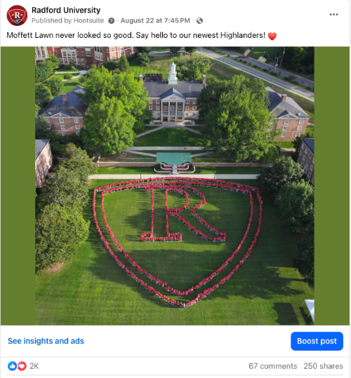 Social media post text: Moffett Lawn never looked so good. Say hello to our newest Highlanders!