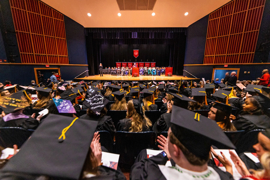 Bondurant auditorium is filled with graduates from the winter class of 2024.