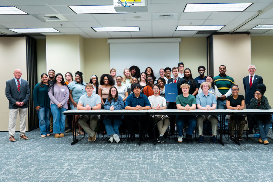 SGA group photo with Del. Ballard and Radford President Bret Danilowicz.