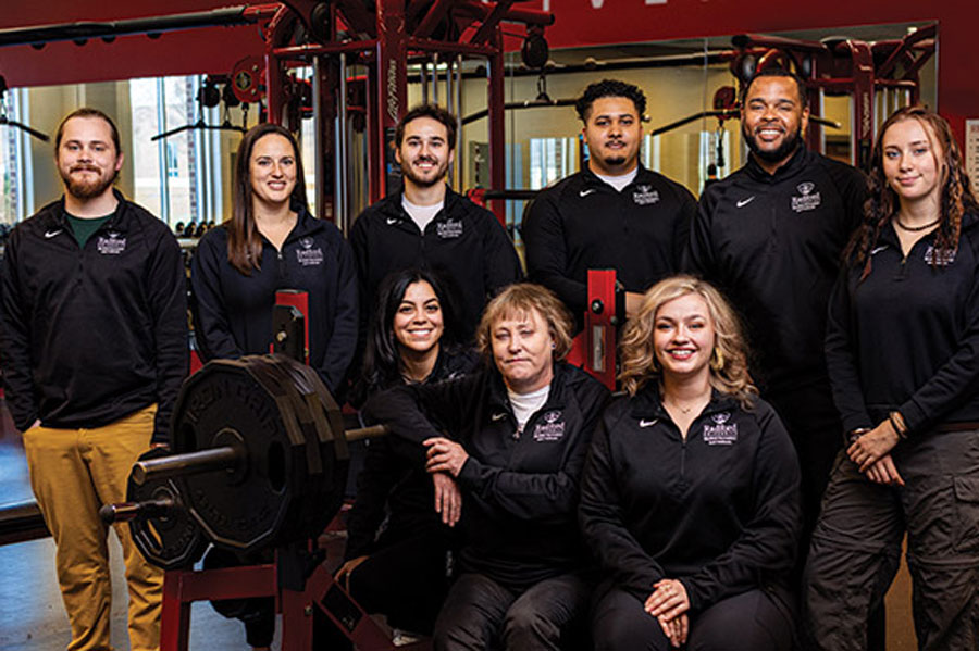 The staff members of Radford University's Student Recreation and Wellness center pose for a group photograph.