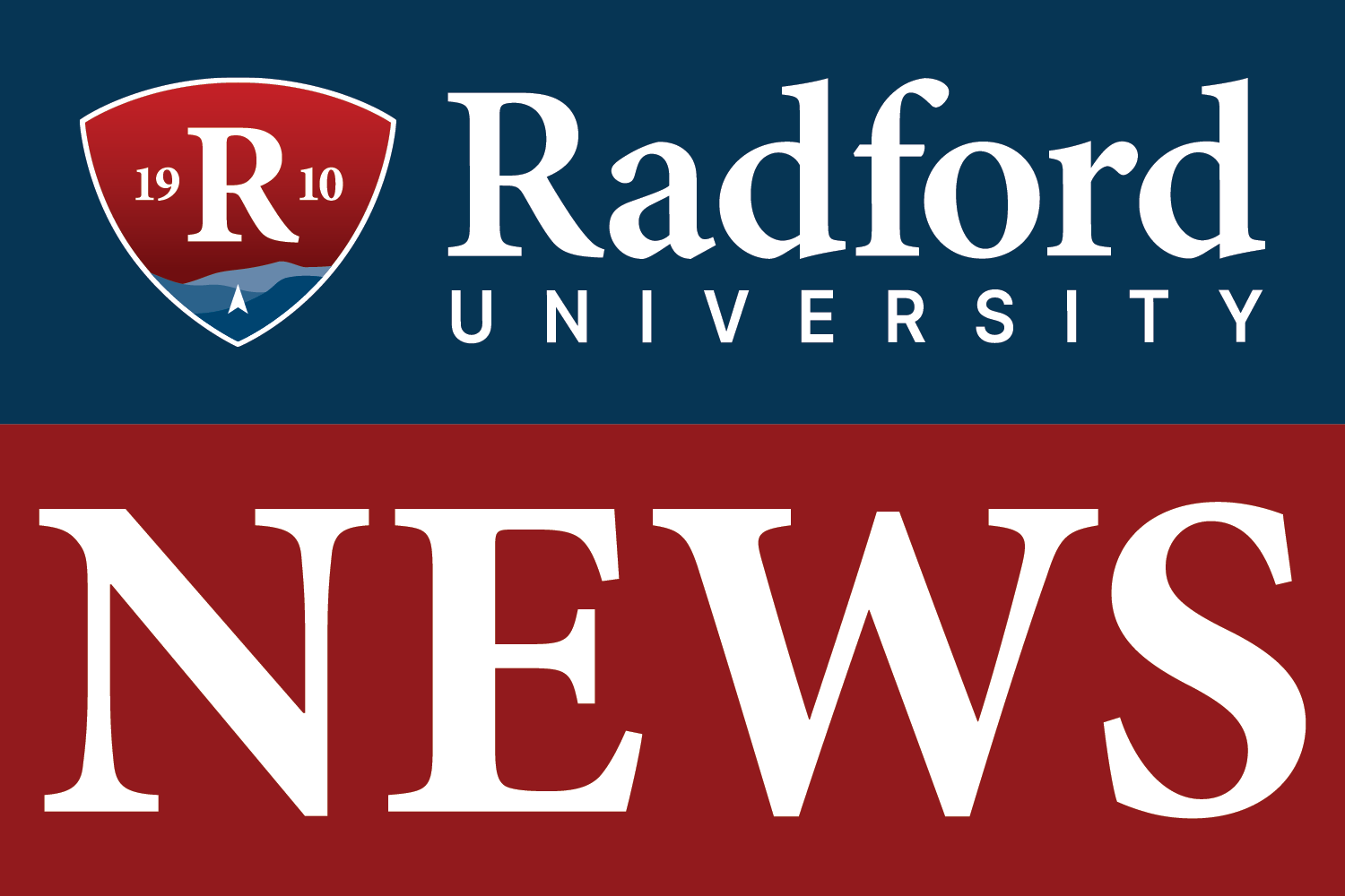 Radford University logo with NEWS written underneath