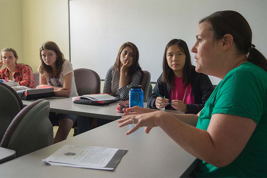 A group of students engage in classroom discussion during a recent Governor