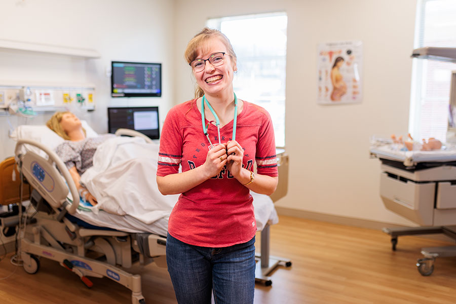 Radford University nursing student Laura Ratcliffe in the Clinical Simulation Center
