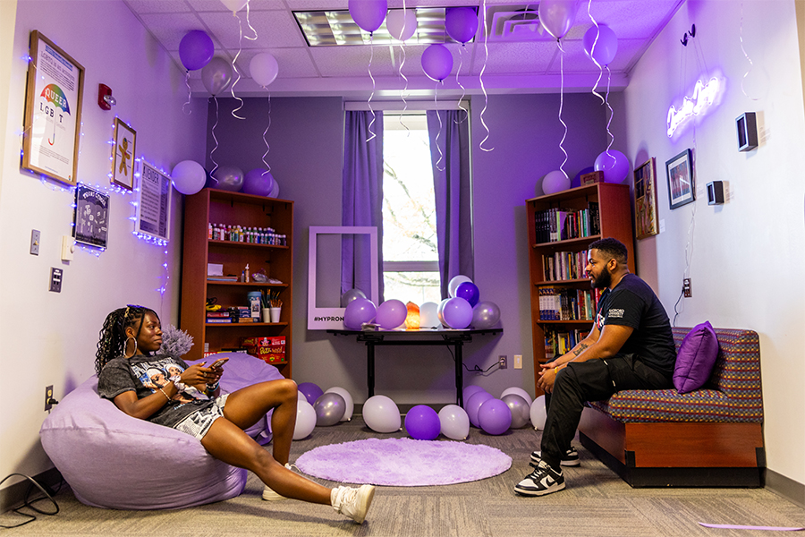 students in the Lavender Lounge