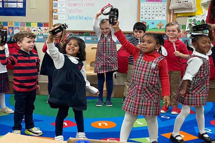 Children learning music basics.