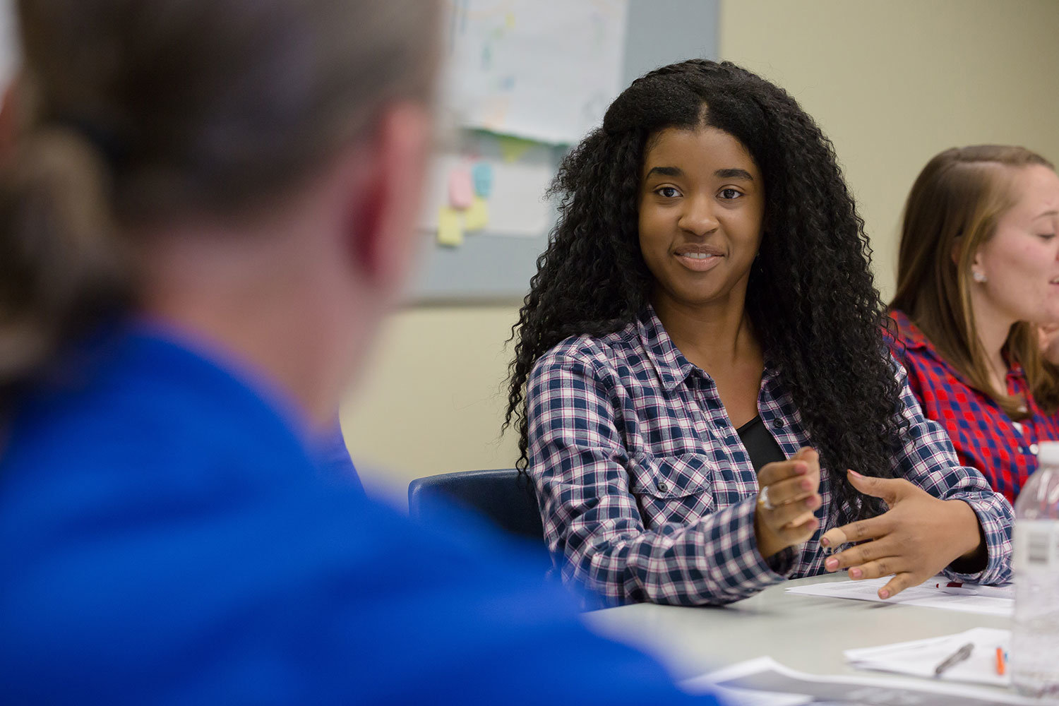 students discussing in classroom