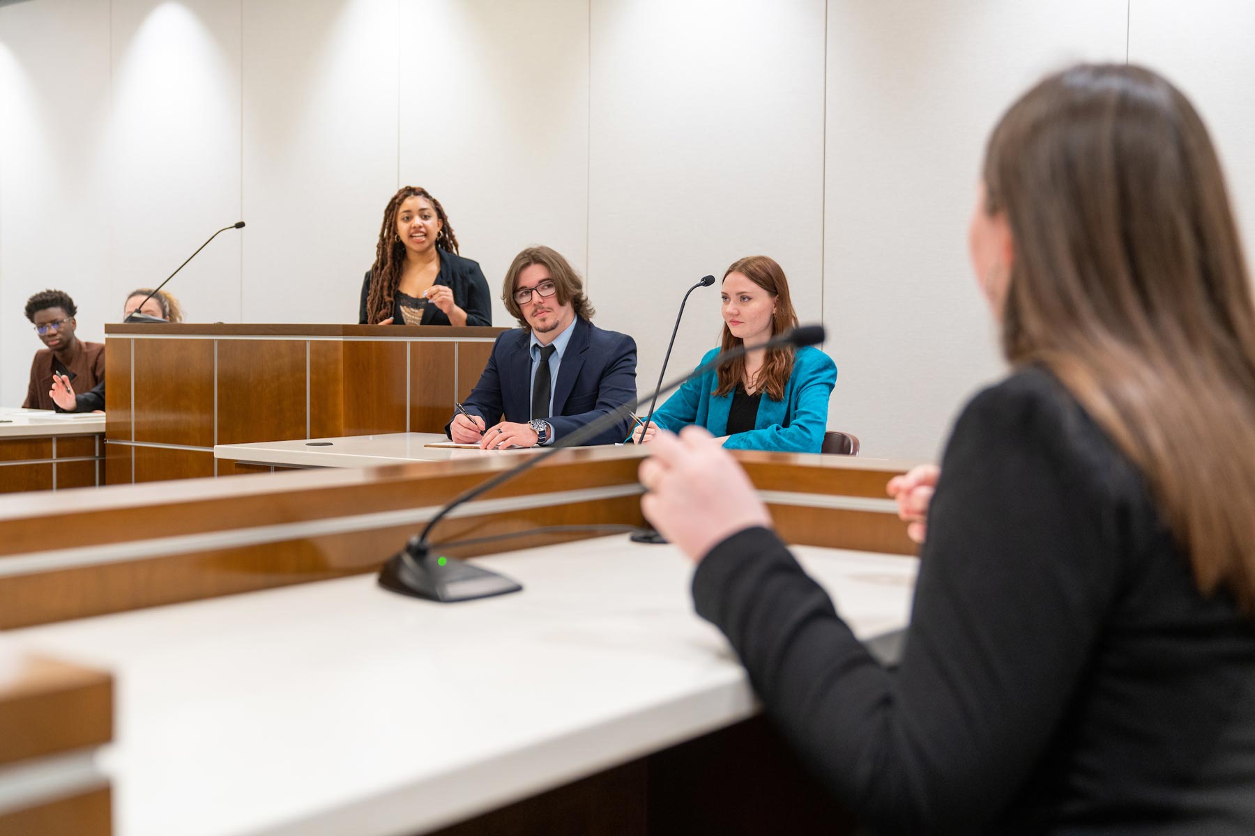 students in mock courtroom