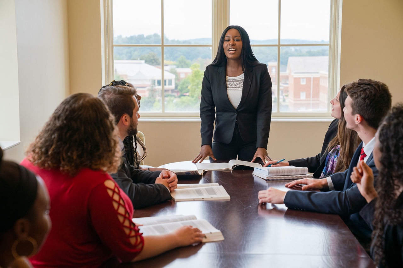 students in the boardroom