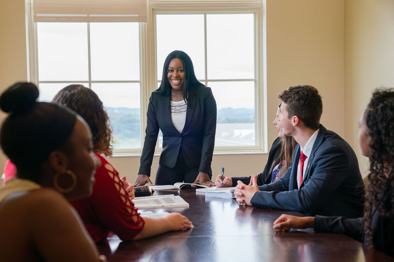 students in boardroom