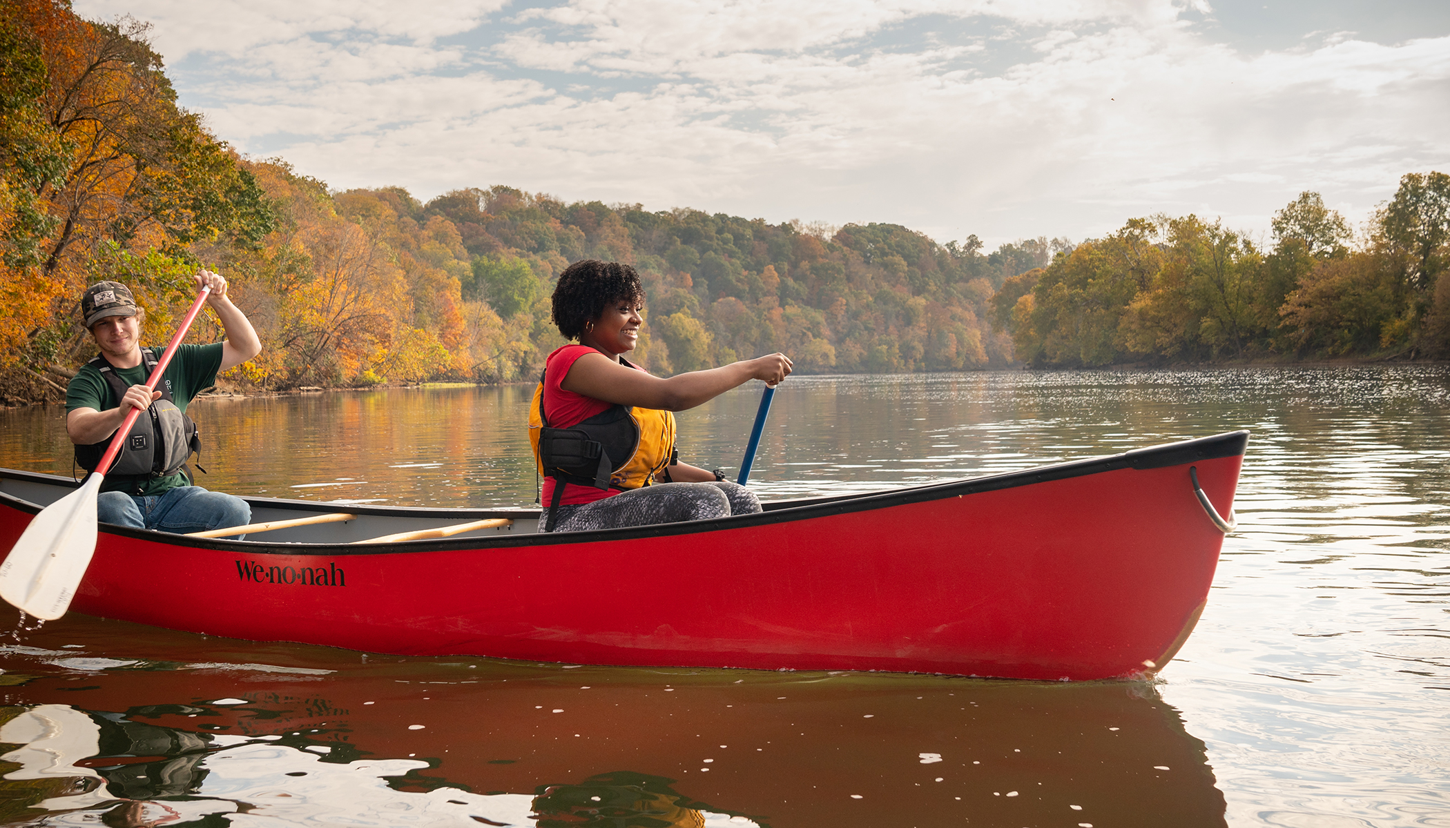 students on the river