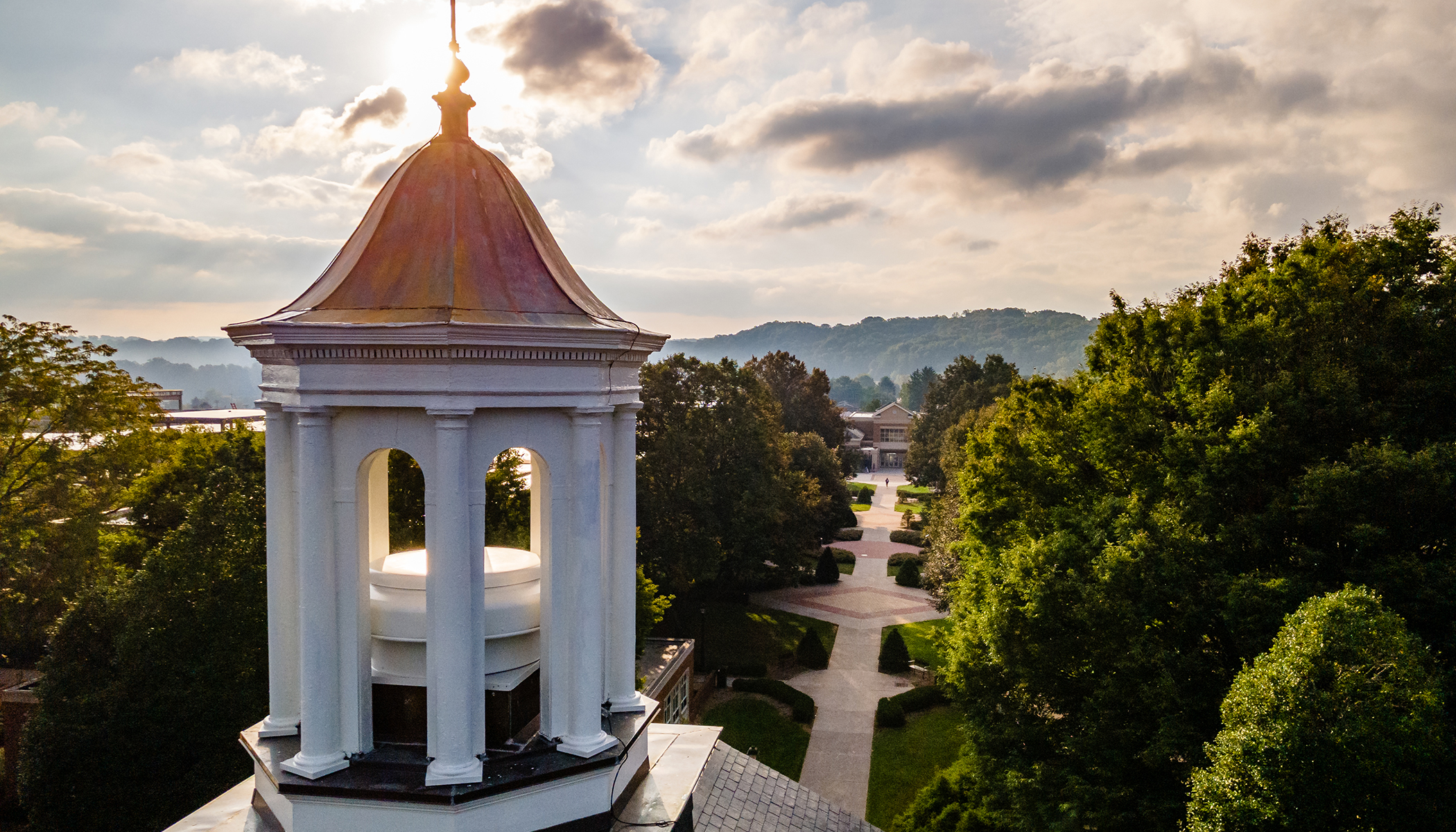 drone image of campus