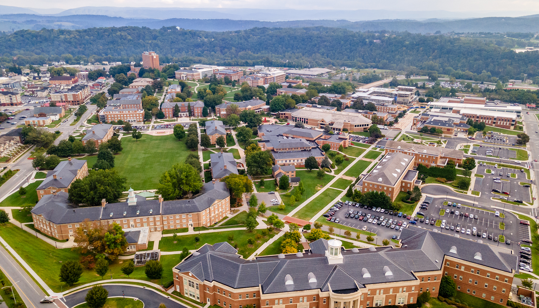 drone image of campus